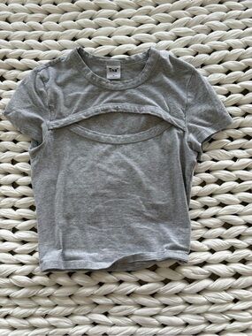 TNA Gray Short Sleeve Tee with Front Cutout